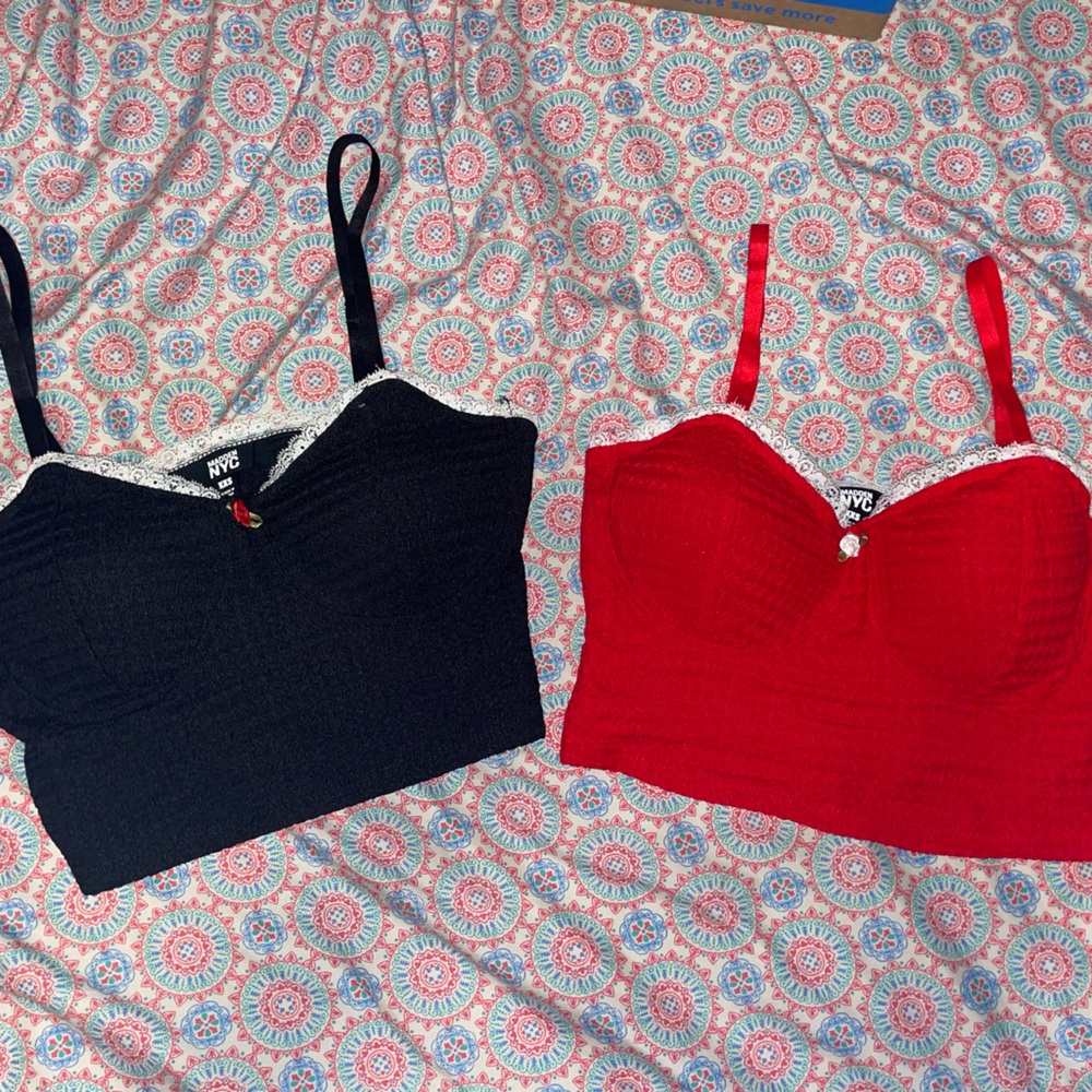 Black and Red Crop Tops